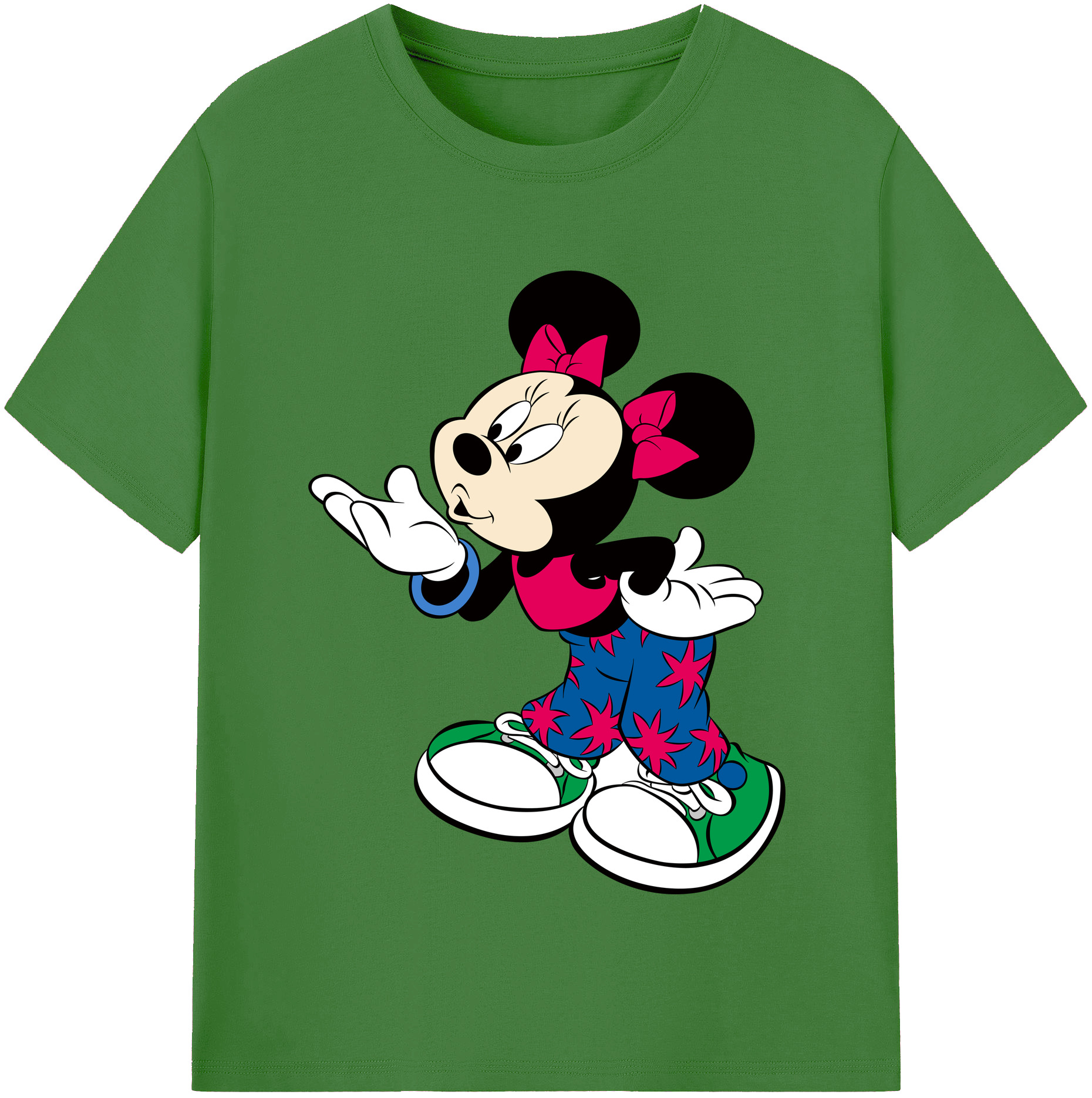（画像用） ミッキーマウス Mickey Mouse レディースカジュアルプリントTシャツ（綿100％）